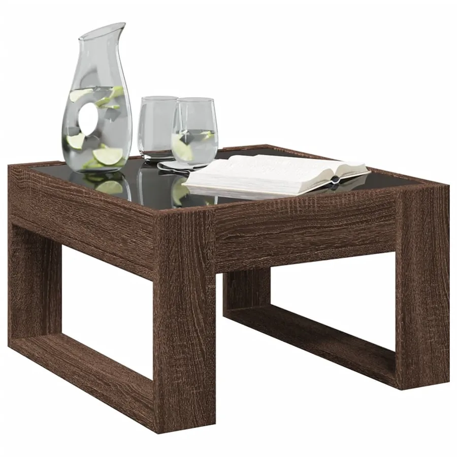 Table basse avec LED infini chêne marron 50x53x30 cm - 5