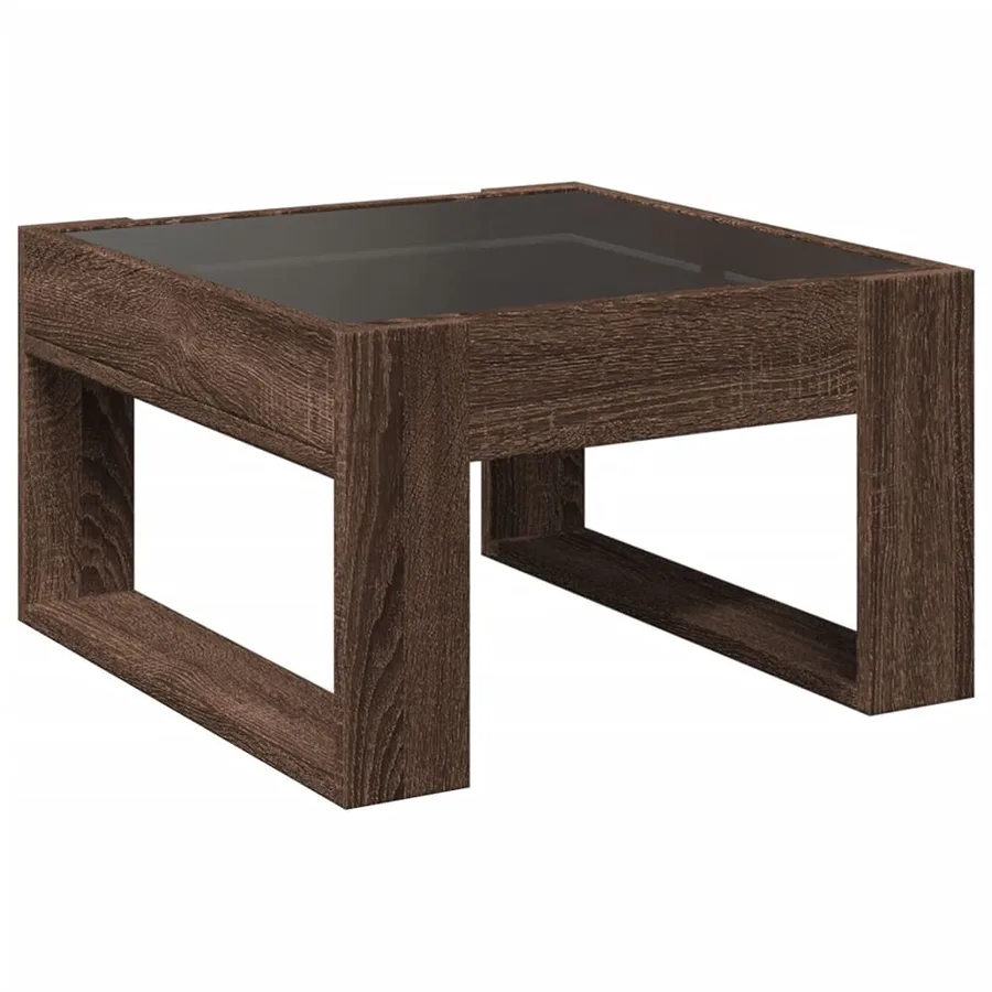 Table basse avec LED infini chêne marron 50x53x30 cm - 8