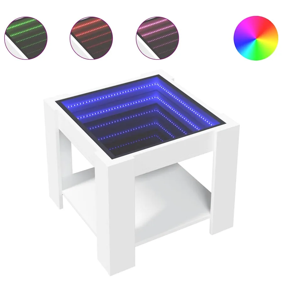 Table basse avec LED blanc 53x53x45 cm bois d'ingénierie - 2