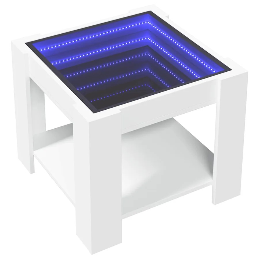 Table basse avec LED blanc 53x53x45 cm bois d'ingénierie - 3