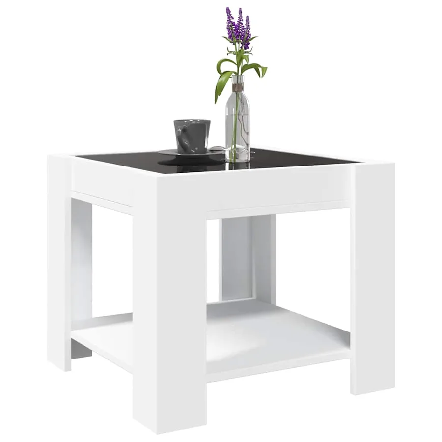 Table basse avec LED blanc 53x53x45 cm bois d'ingénierie - 5