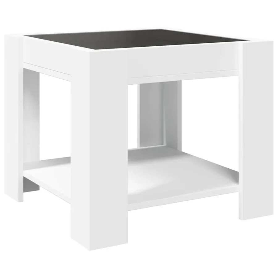 Table basse avec LED blanc 53x53x45 cm bois d'ingénierie - 8