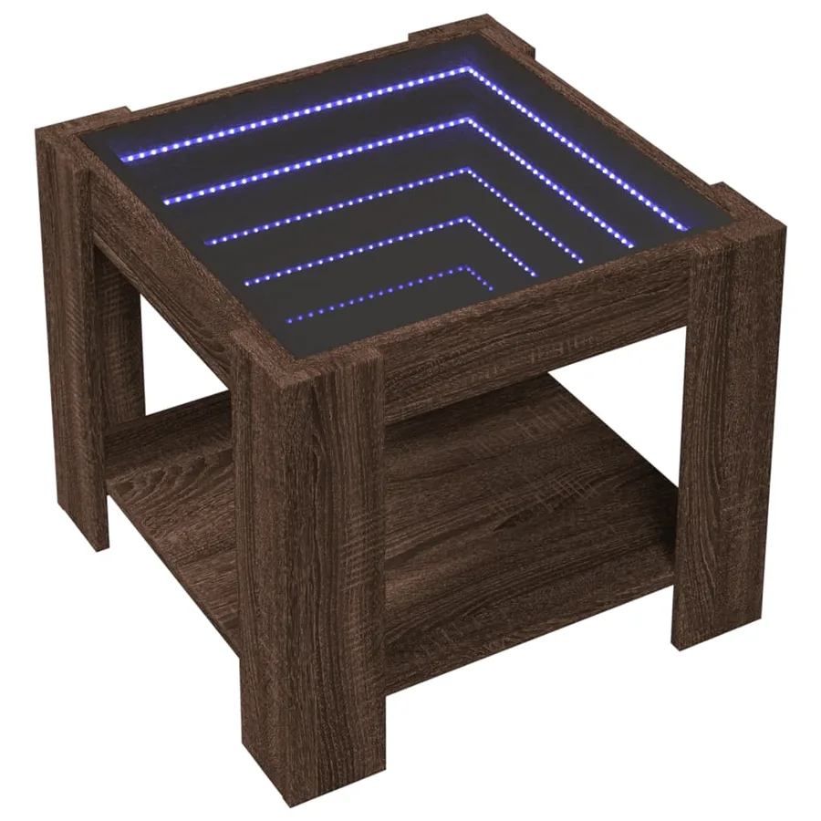Table basse avec LED chêne marron 53x53x45 cm bois d'ingénierie - 3