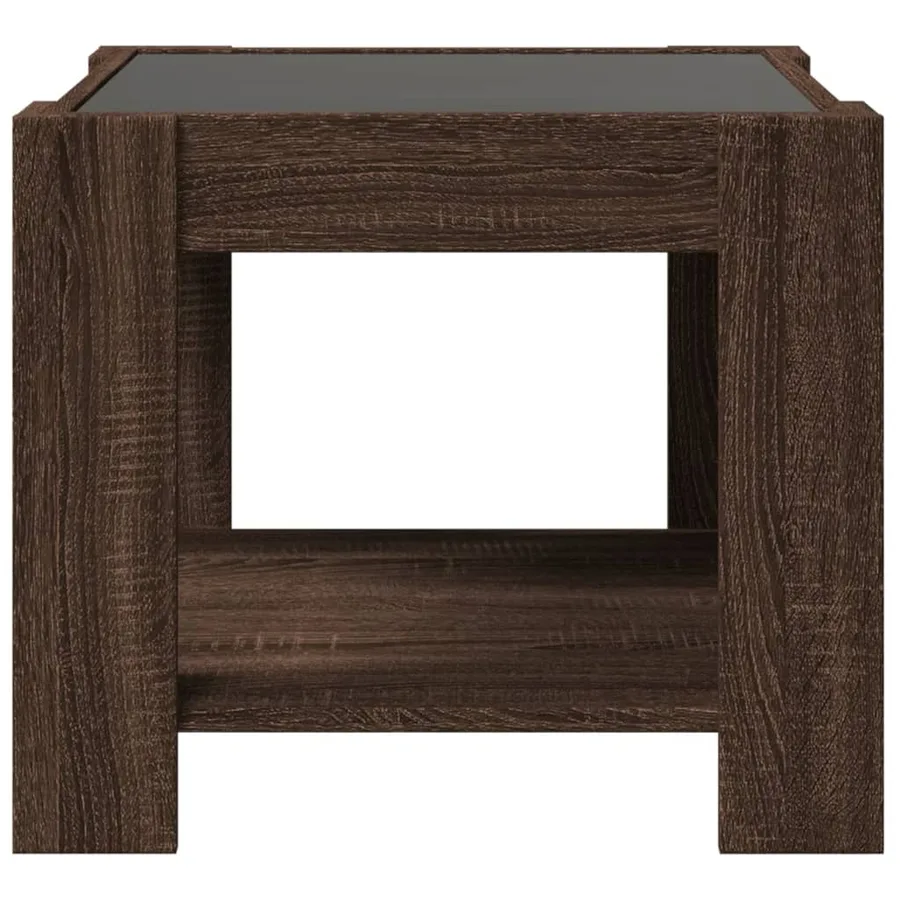 Table basse avec LED chêne marron 53x53x45 cm bois d'ingénierie - 6