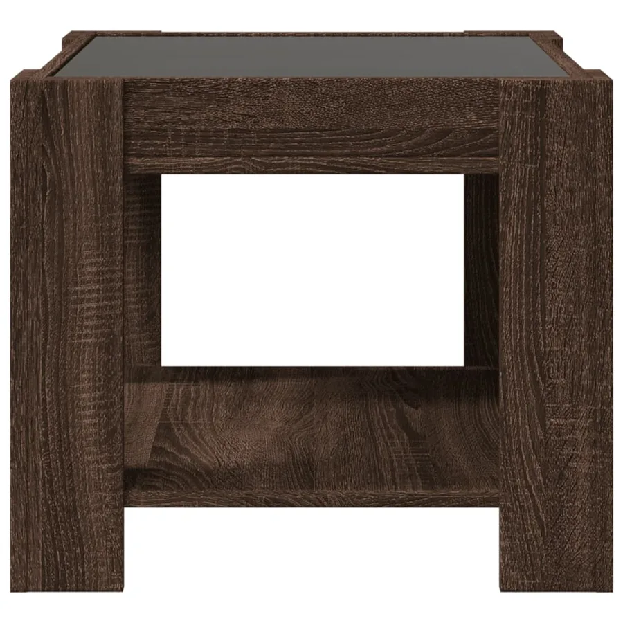 Table basse avec LED chêne marron 53x53x45 cm bois d'ingénierie - 7