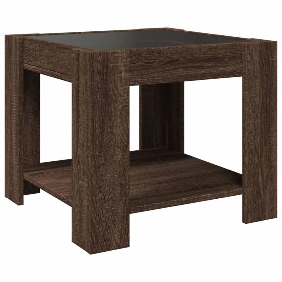 Table basse avec LED chêne marron 53x53x45 cm bois d'ingénierie - 8