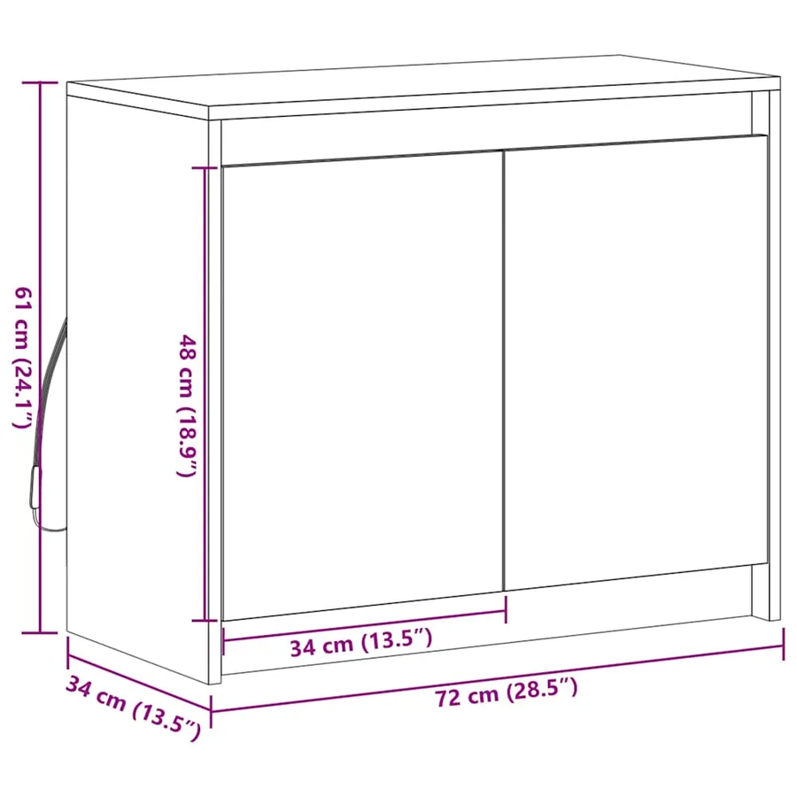 Buffet avec LED sonoma gris 72x34x61 cm bois d'ingénierie - 14
