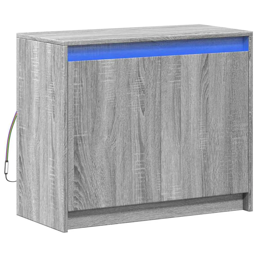 Buffet avec LED sonoma gris 72x34x61 cm bois d'ingénierie - 3