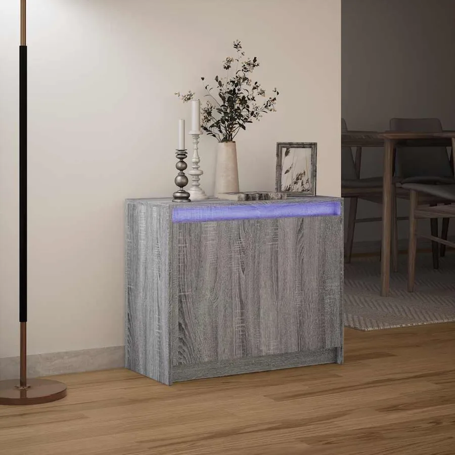 Buffet avec LED sonoma gris 72x34x61 cm bois d'ingénierie - 5