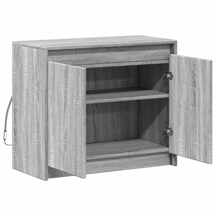 Buffet avec LED sonoma gris 72x34x61 cm bois d'ingénierie - 7