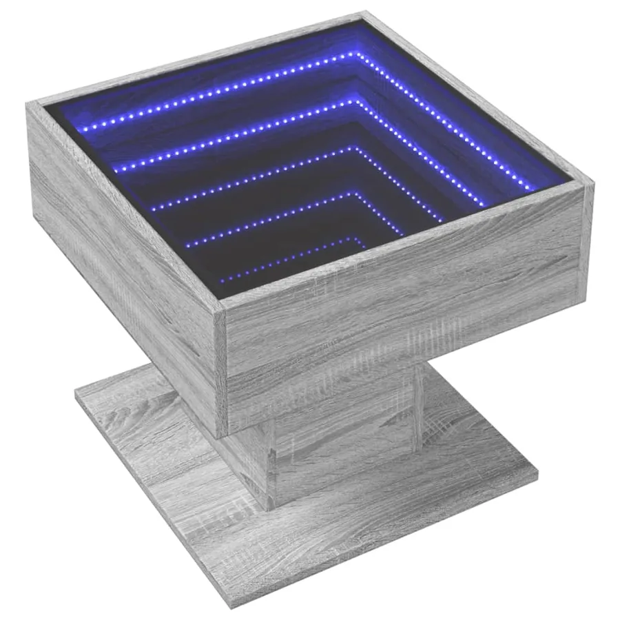 Table basse avec LED sonoma gris 50x50x45 cm bois d'ingénierie - 3