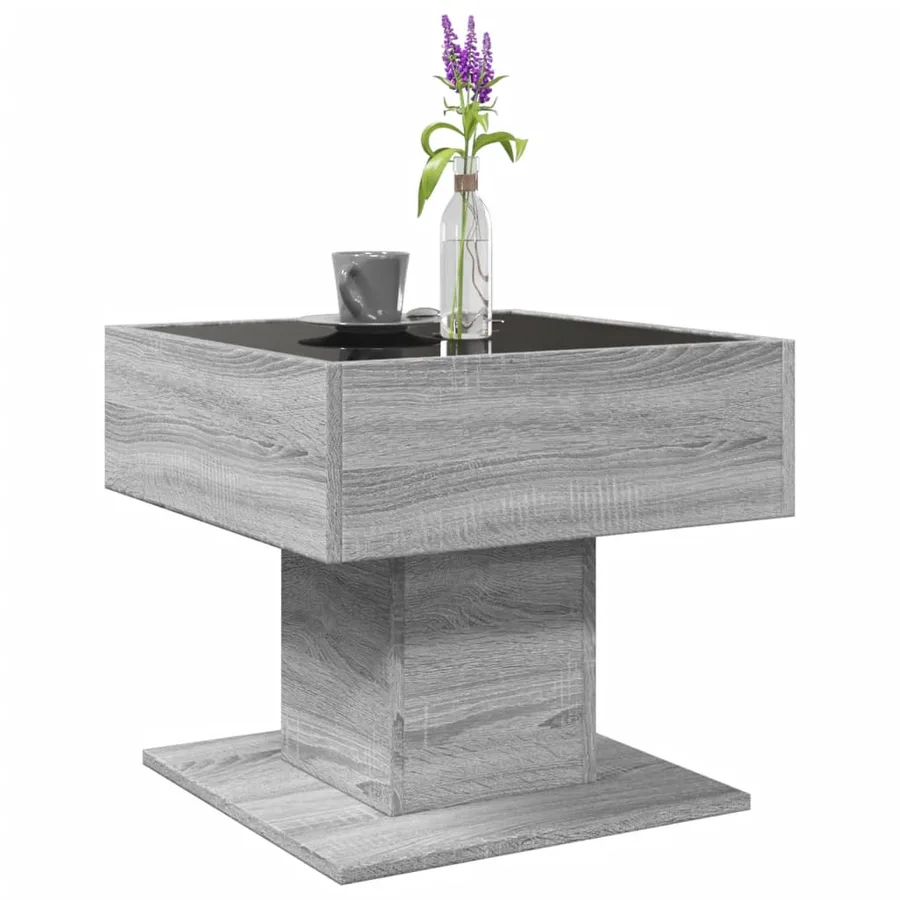 Table basse avec LED sonoma gris 50x50x45 cm bois d'ingénierie - 5