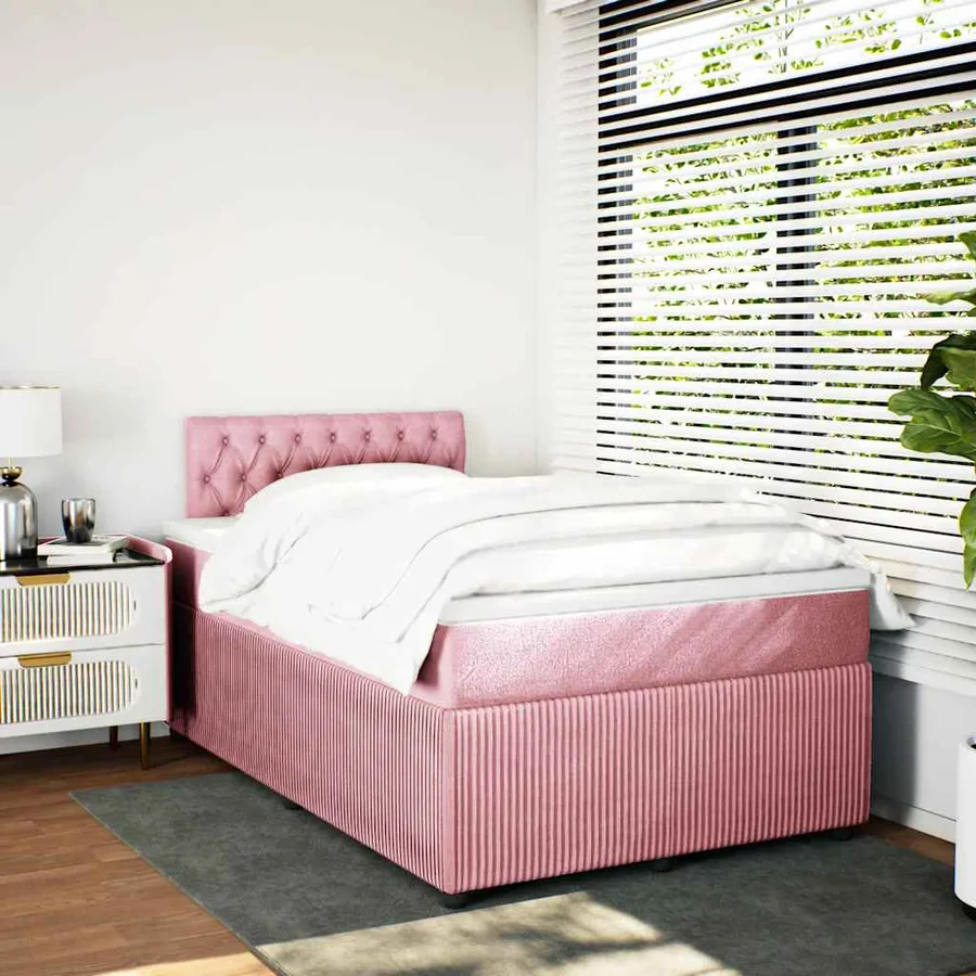 Sommier à lattes de lit avec matelas Rose 120x200 cm Velours - 3