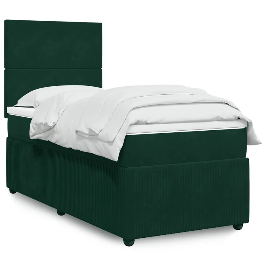 Sommier à lattes de lit avec matelas Vert foncé 90x200 cm