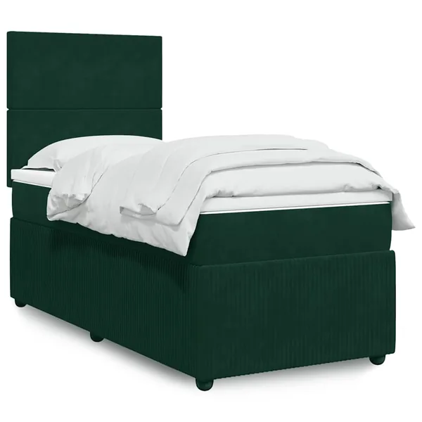 Sommier à lattes de lit avec matelas Vert foncé 90x200 cm
