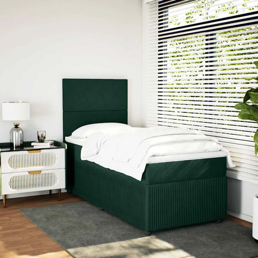 Sommier à lattes de lit avec matelas Vert foncé 90x200 cm - 5