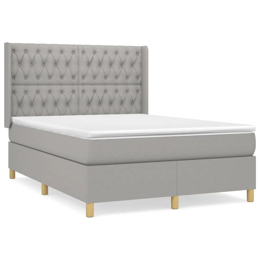 Sommier à lattes de lit avec matelas Gris clair 140x190cm Tissu - 2
