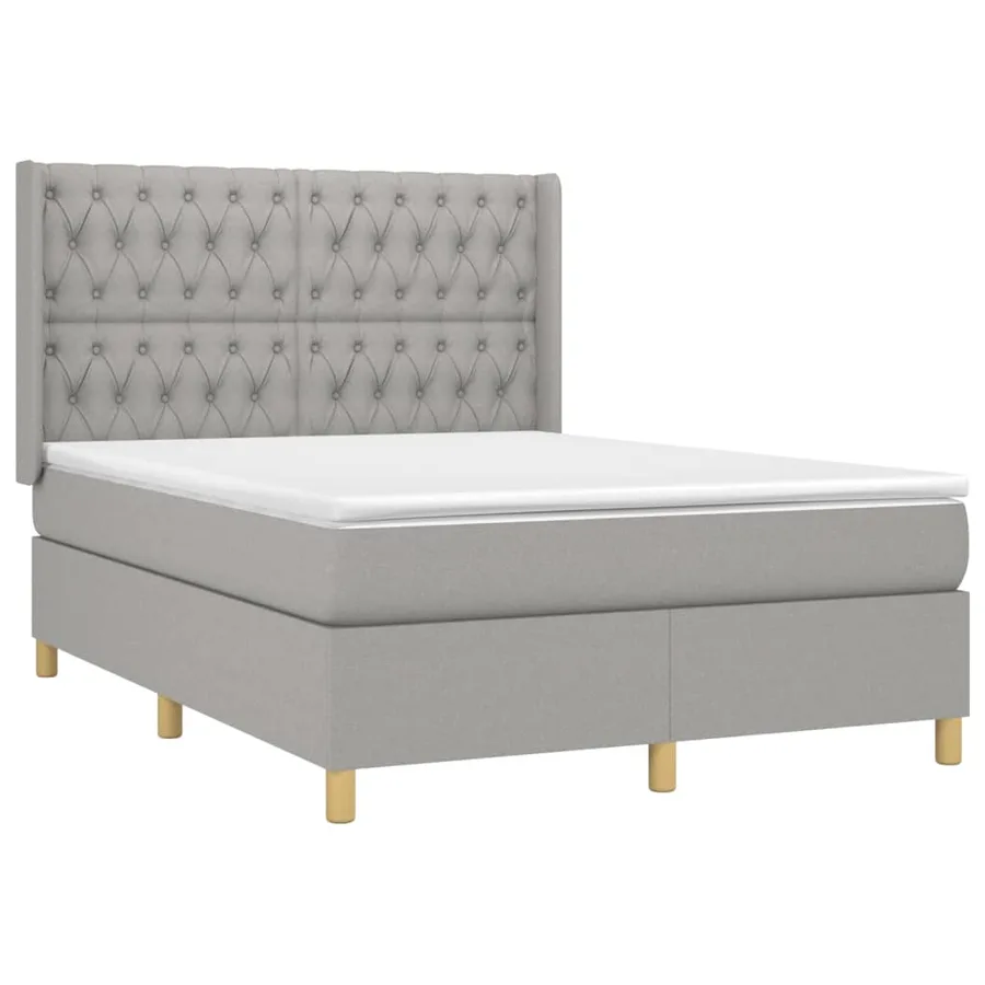 Sommier à lattes de lit avec matelas Gris clair 140x190cm Tissu - 3