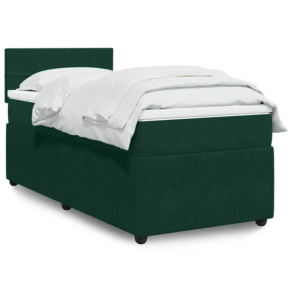 Sommier à lattes de lit avec matelas Vert foncé 90x200 cm