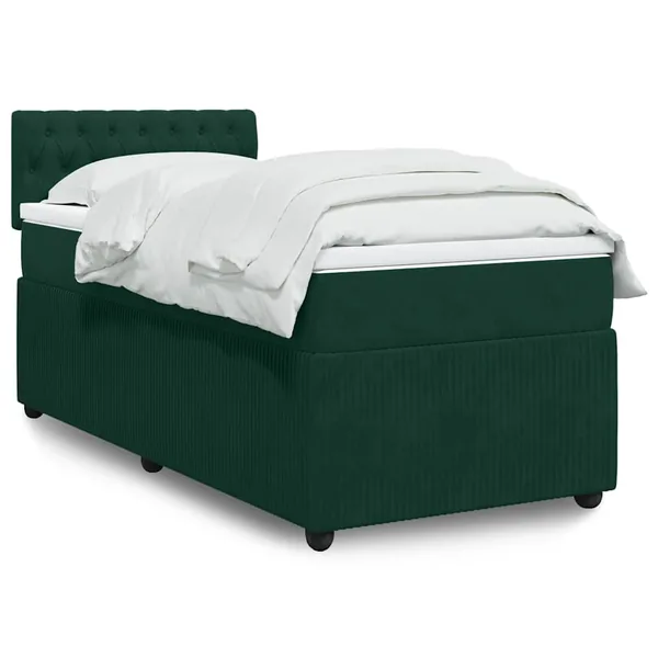 Sommier à lattes de lit avec matelas Vert foncé 90x200 cm