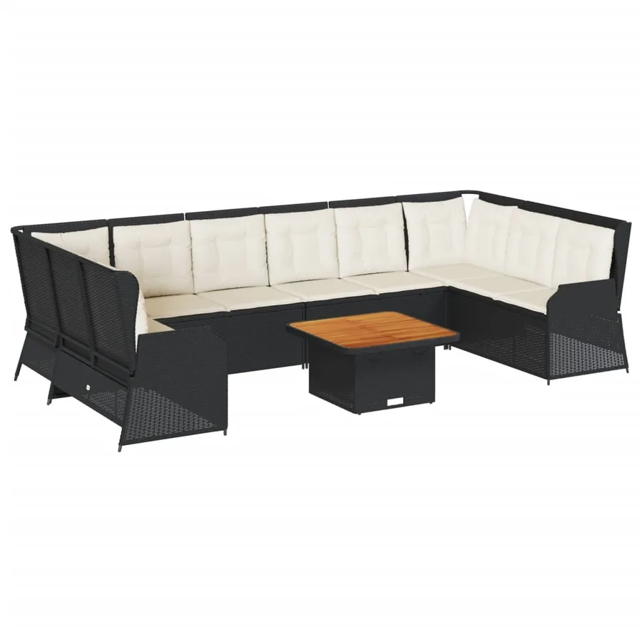 Salon de jardin 7 pcs avec coussins Noir Résine tressée 67 x 67 x 95 cm - 102,0 kg - 2
