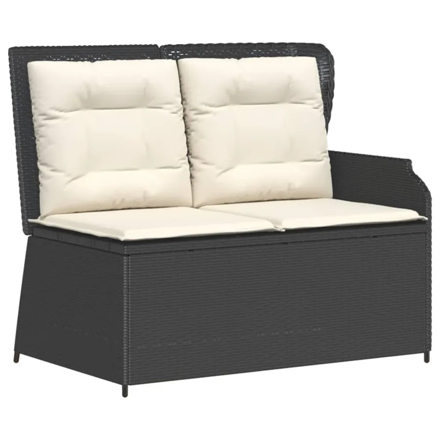 Salon de jardin 5 pcs avec coussins Noir Résine tressée - 4