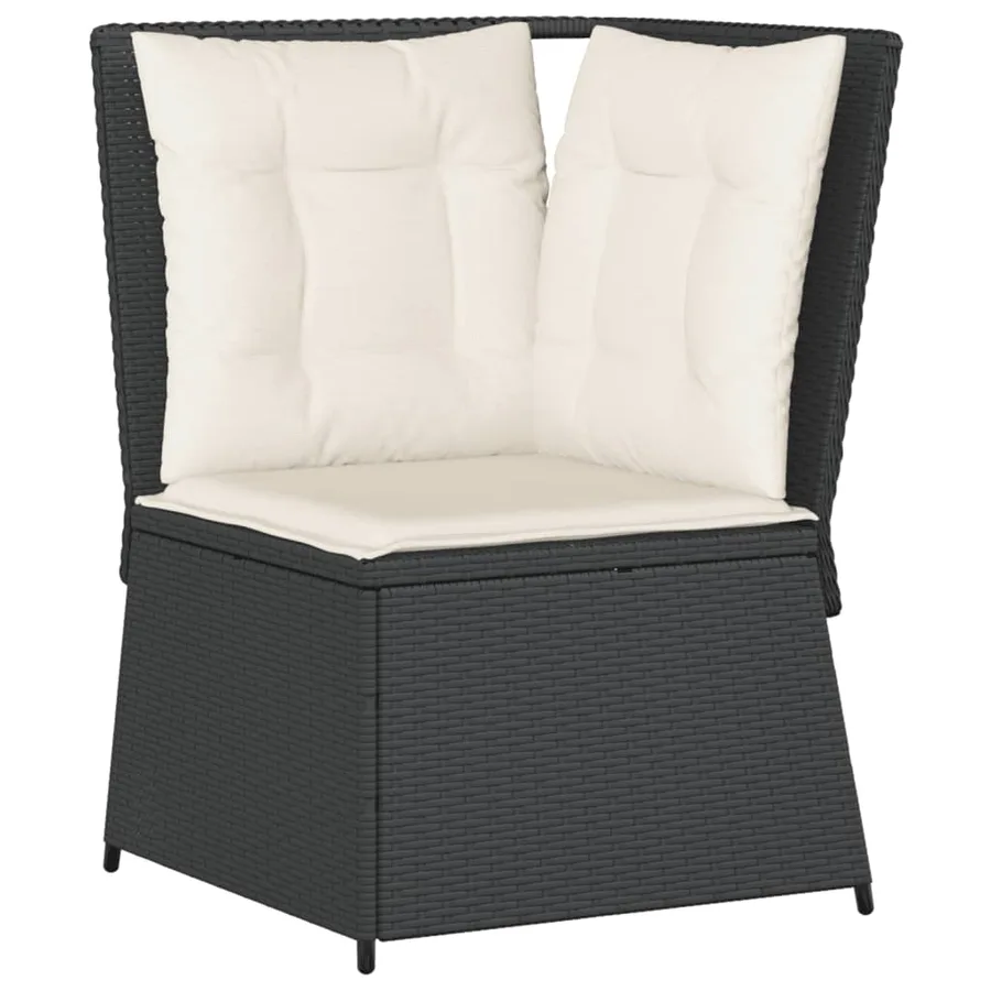 Salon de jardin 5 pcs avec coussins Noir Résine tressée - 5