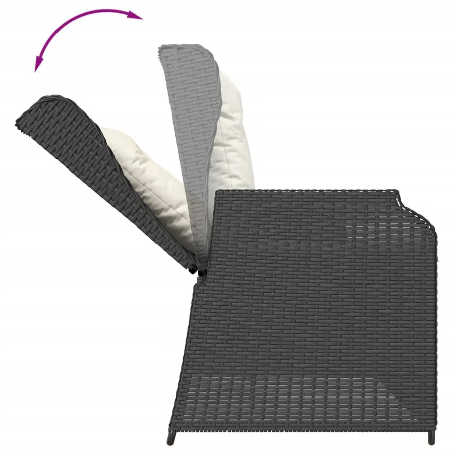 Salon de jardin 5 pcs avec coussins Noir Résine tressée - 8