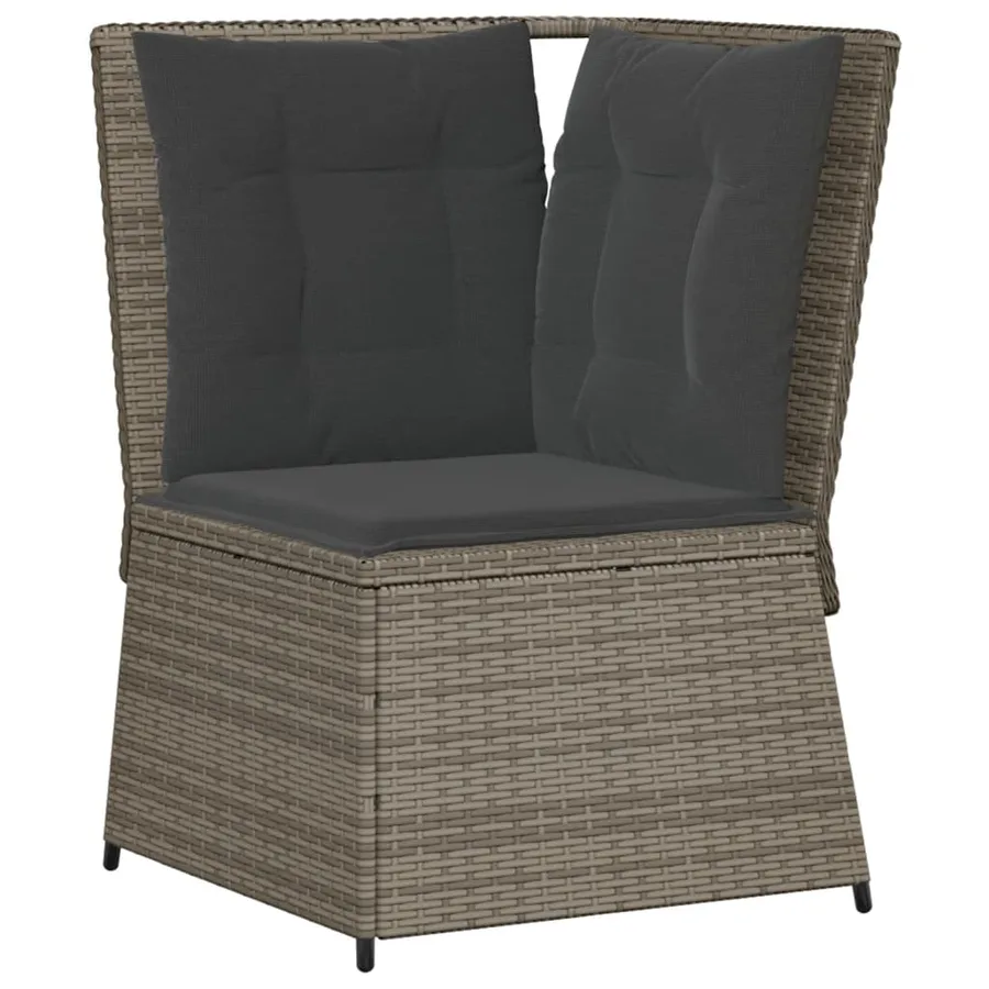 Salon de jardin 4 pcs avec coussins Gris Résine tressée - 5