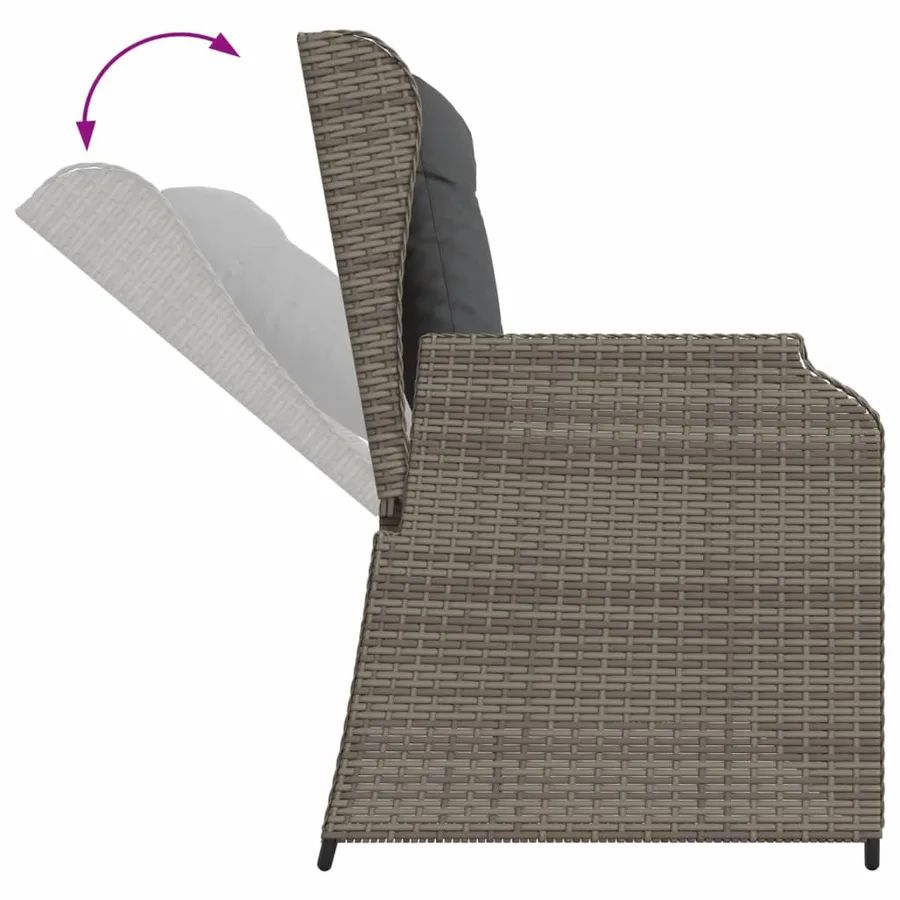 Salon de jardin 4 pcs avec coussins Gris Résine tressée - 7