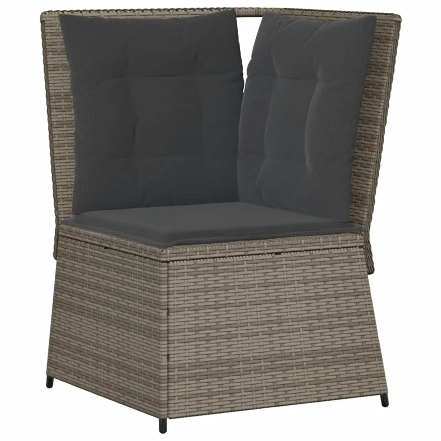 Salon de jardin 5 pcs avec coussins Gris Résine tressée - 6