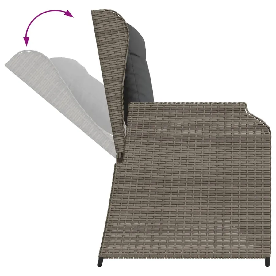Salon de jardin 7 pcs avec coussins Gris Résine tressée - 10