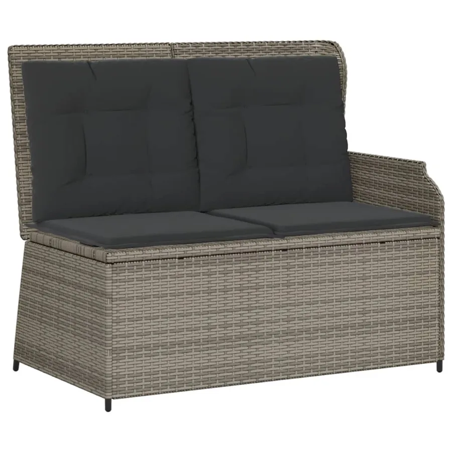 Salon de jardin 7 pcs avec coussins Gris Résine tressée - 4