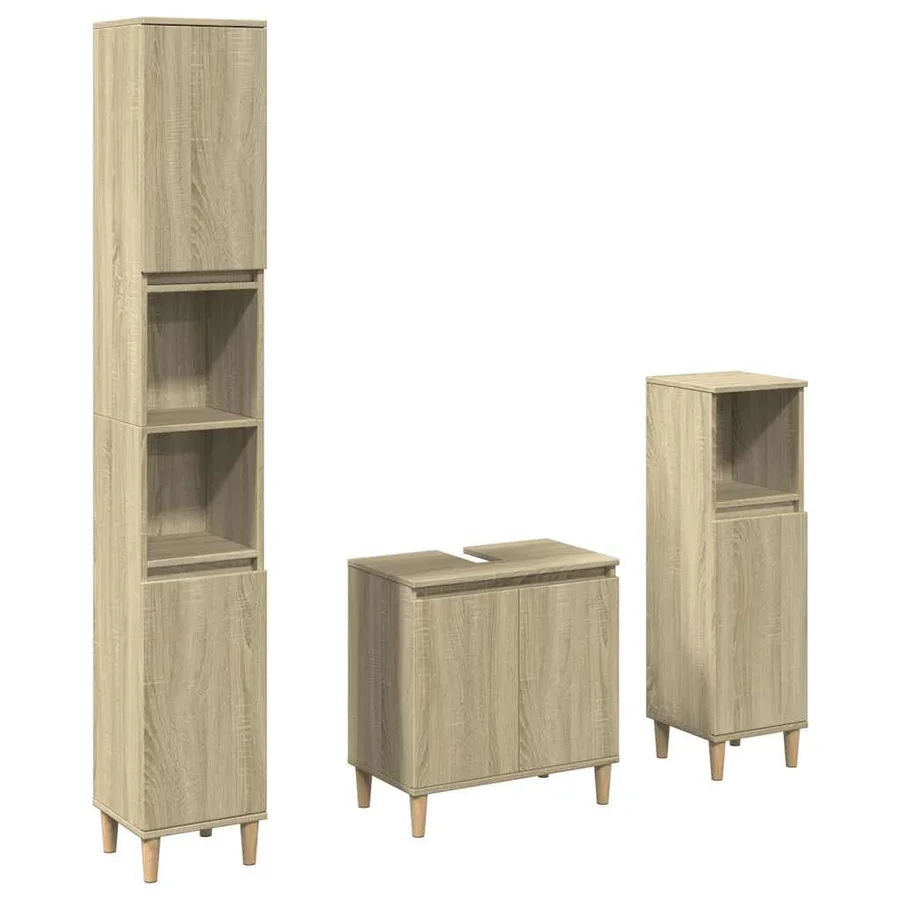 Ensemble de meubles de salle de bain 3 pcs chêne sonoma - 2