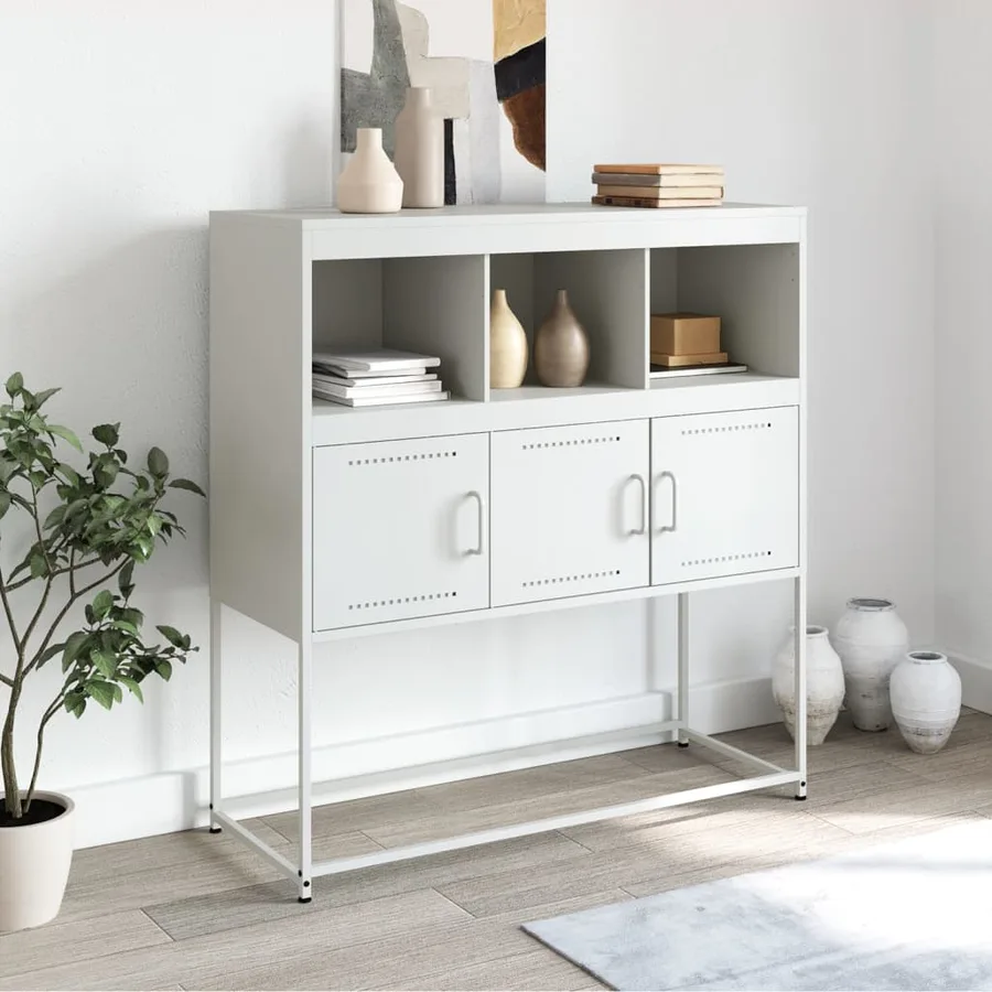Buffet blanc 100,5x39x107 cm acier - 3