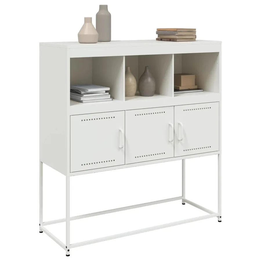Buffet blanc 100,5x39x107 cm acier - 4