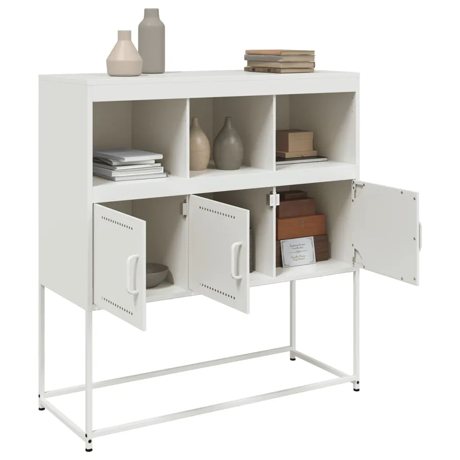 Buffet blanc 100,5x39x107 cm acier - 5