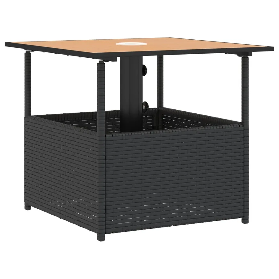 Table de jardin avec trou de parasol noir résine tressée - 7