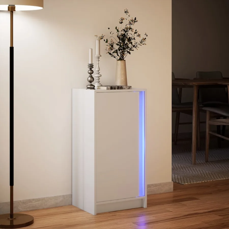 Buffet avec LED blanc 42,5x34x85 cm bois d'ingénierie - 5