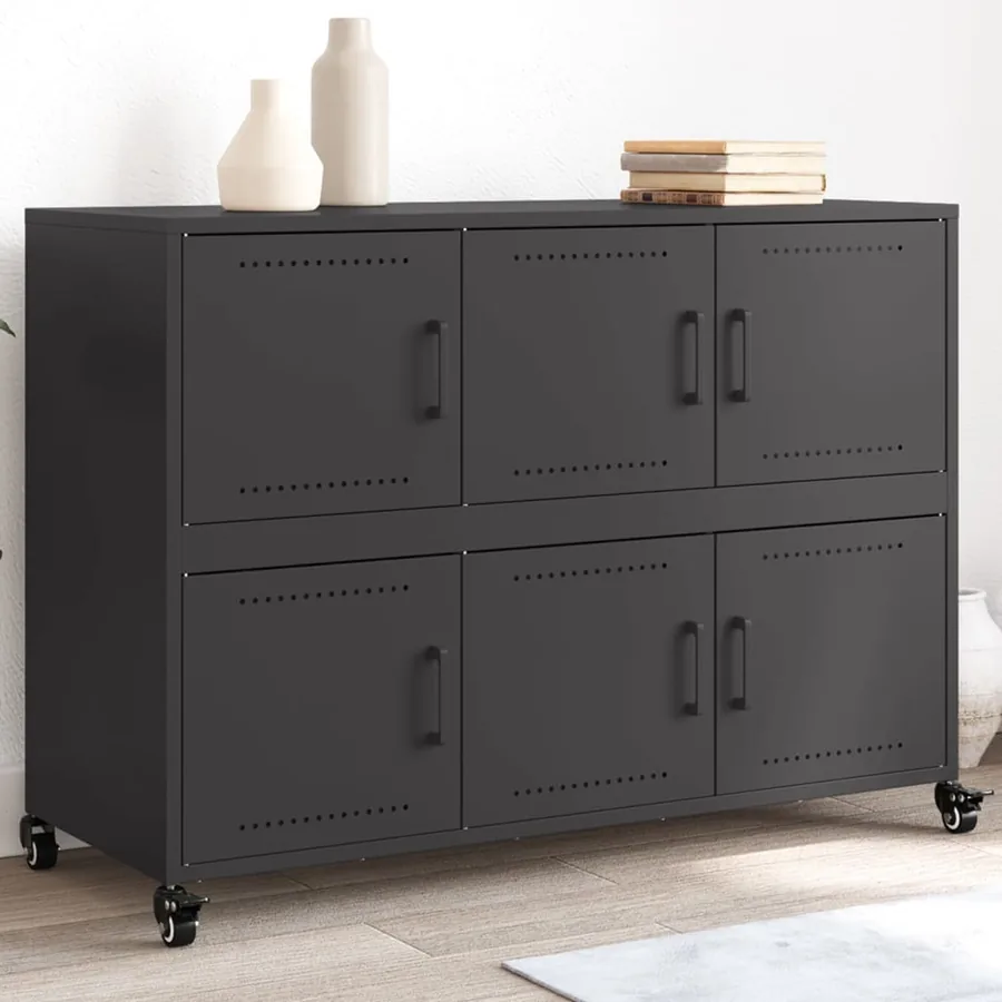 Buffet noir 100,5x39x72 cm acier