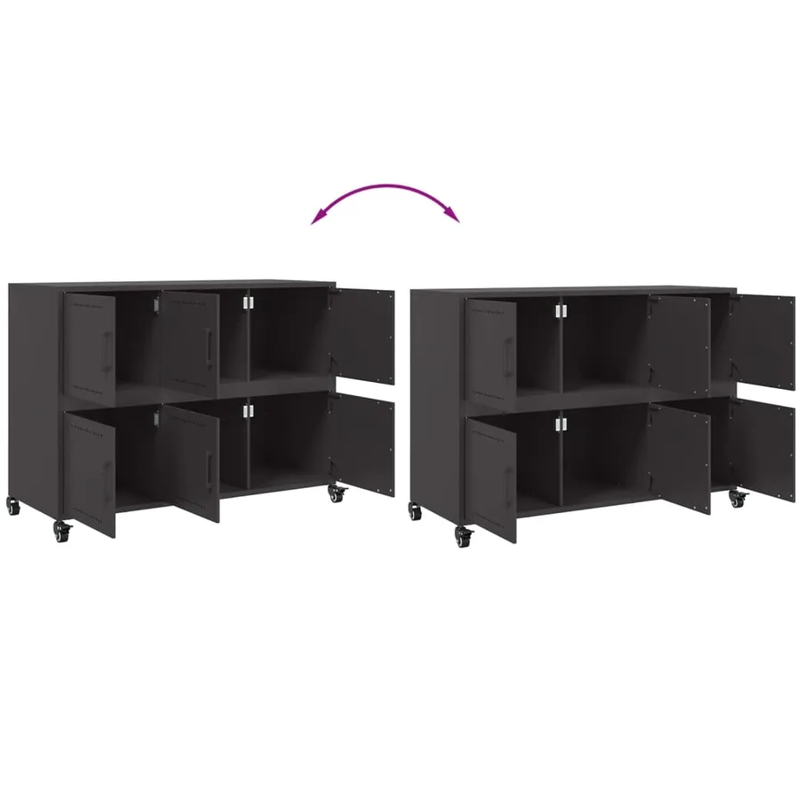 Buffet noir 100,5x39x72 cm acier - 10