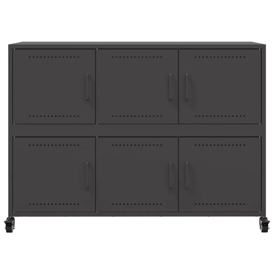 Buffet noir 100,5x39x72 cm acier - 6