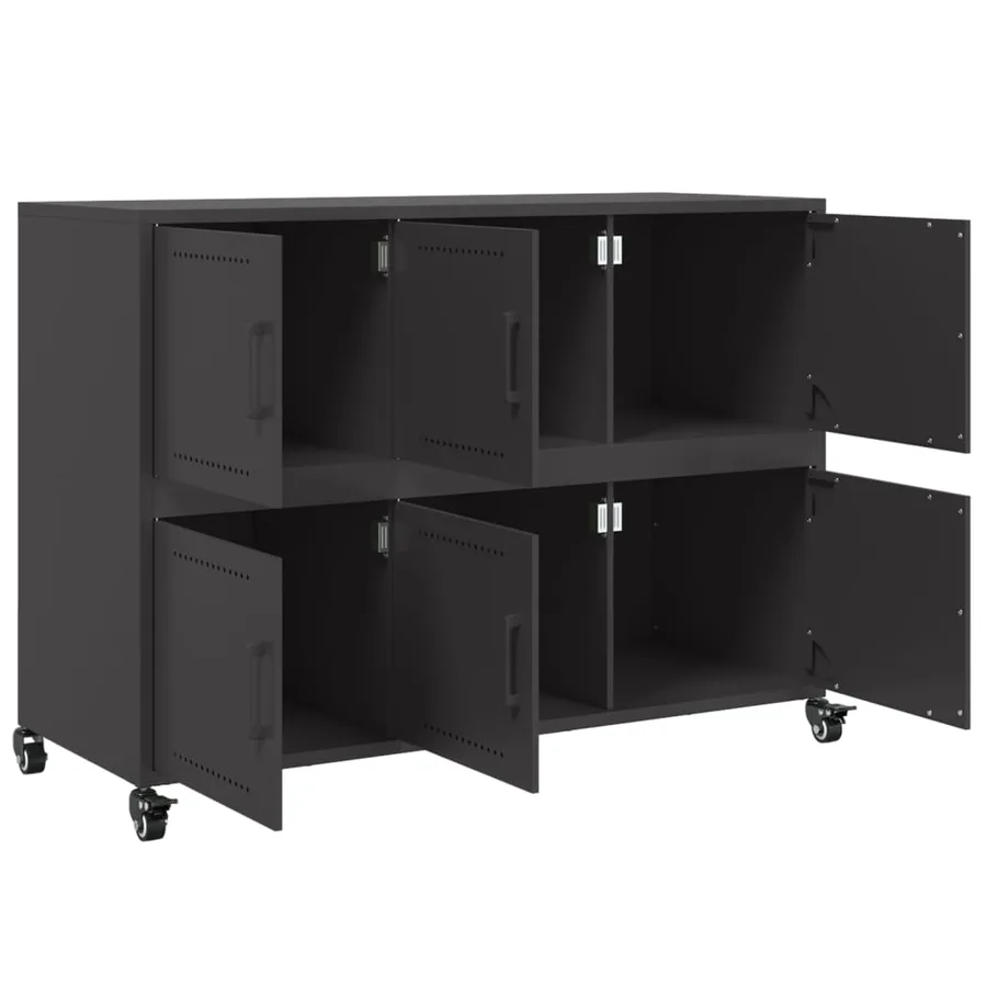 Buffet noir 100,5x39x72 cm acier - 9