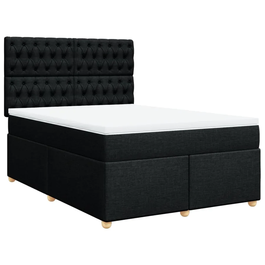 Sommier à lattes de lit avec matelas Noir 160x200 cm Tissu - 2