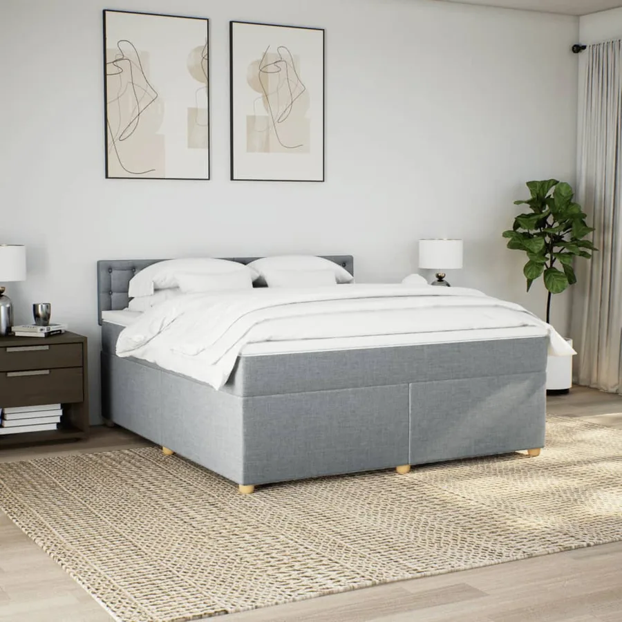 Sommier à lattes de lit avec matelas Gris clair 180x200cm Tissu - 3