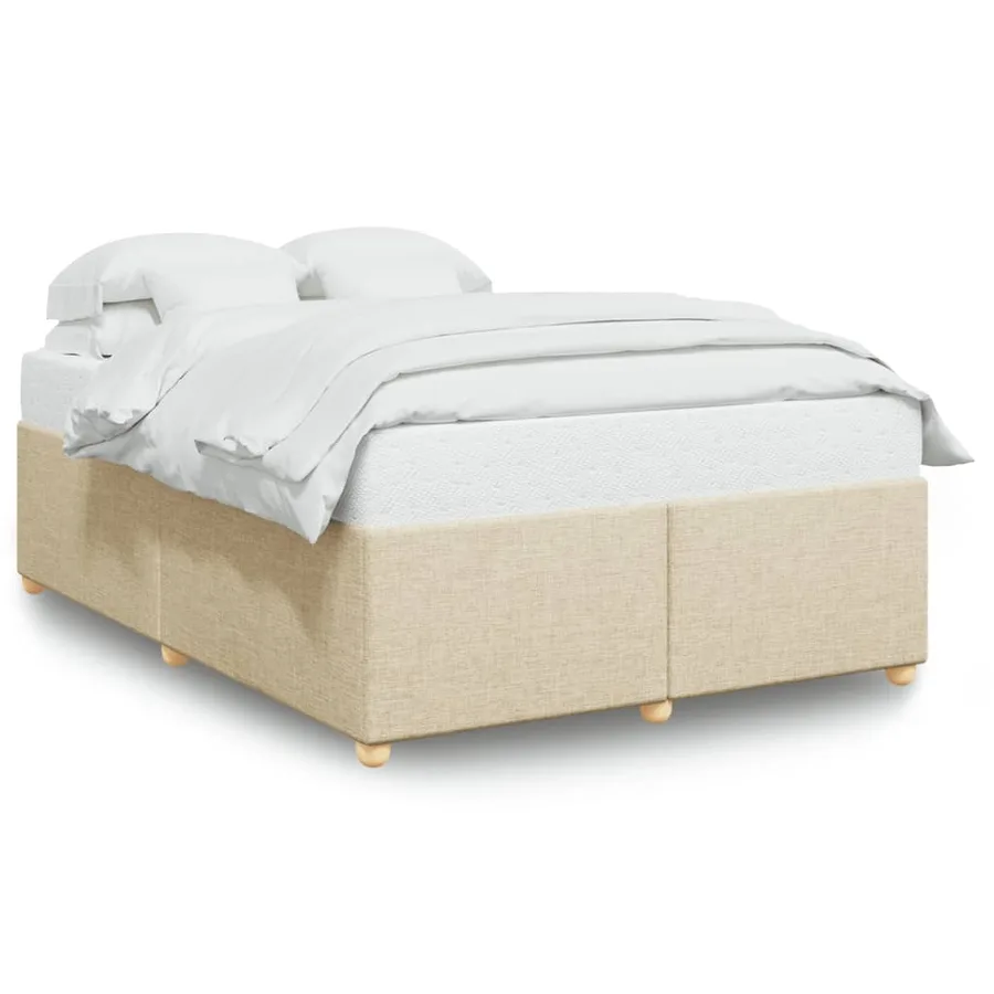 Cadre de lit sans matelas crème 140x190 cm tissu - 2
