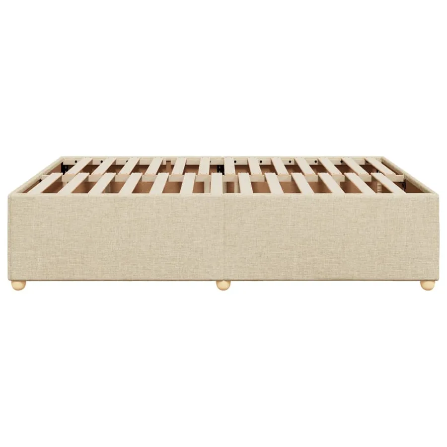Cadre de lit sans matelas crème 140x190 cm tissu - 5
