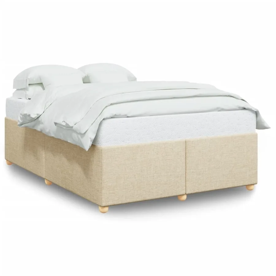 Cadre de lit sans matelas crème 140x200 cm tissu - 2