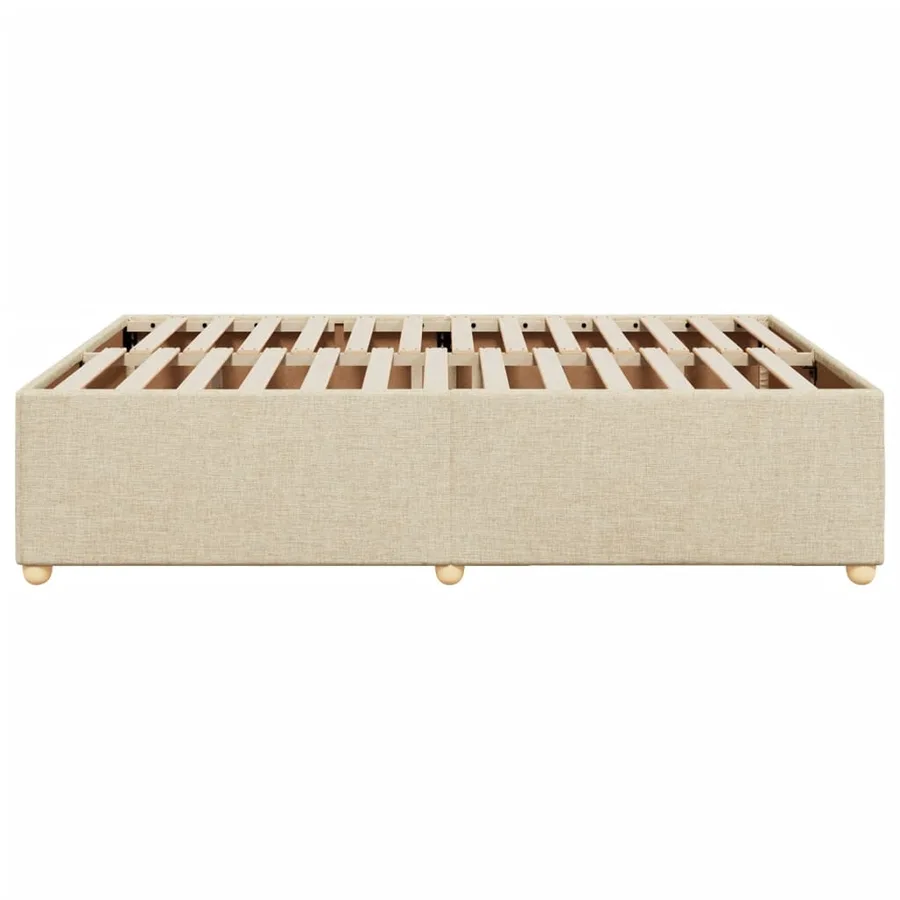 Cadre de lit sans matelas crème 140x200 cm tissu - 5