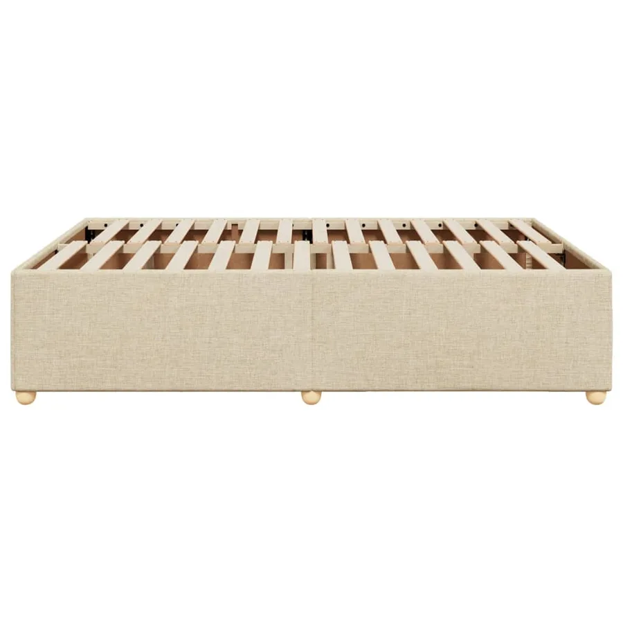Cadre de lit sans matelas crème 160x200 cm tissu - 5